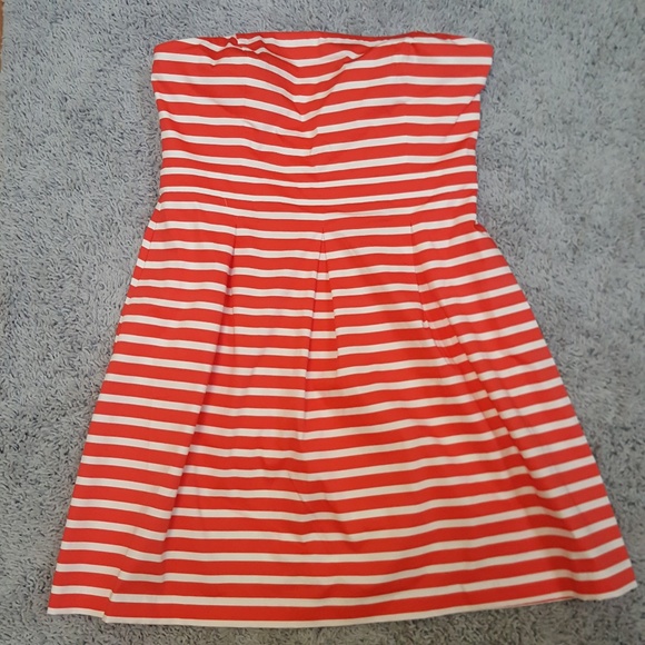 GAP Dresses & Skirts - [GAP] Coral & White Striped Strapless Dress
